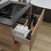 Adema Chaci Ensemble de meuble - 60x46x57cm - 1 vasque en céramique noire - sans trous de robinet - 2 tiroirs - armoire de toilette - cannelle SW856573