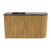 Mondiaz JOYA-DLUX Meuble de toilette 71,6cm - arrondi droit couleur Chêne - Vasque FAYE position Gauche 1 trou de robinet couleur Lava SW1422082