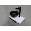 Proline Pack lave-mains 40x23cm avec vasque céramique noir mat gauche, plan blanc et robinet, sipon et bonde noir mat SW536629