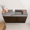 Mondiaz JOYA-DLUX Meuble de toilette 71,6cm - arrondi gauche couleur Walnut - Vasque FAYE position droite 1 trou de robinet couleur Sombra. SW1424737