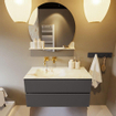 MONDIAZ VICA-DLUX Ensemble meuble de salle de bains - 100cm - sous-meuble dark grey - 2 tiroirs - lavabo encastré cloud à gauche - sans trous de robinet - version haute 60cm - frape SW1088691