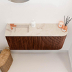 Mondiaz JOYA-DLUX 91.6cm toiletmeubel - ronding rechts kleur Ruby - Wastafel FAYE positie Links 1 kraangat kleur Frappe. SW1423503