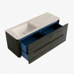Mondiaz CIRO-DLUX Ensemble de meubles de salle de bains - 130x45x50cm - lavabo solid surface Meli - 1 vasque à gauche - sans trous de robinet - 4 tiroirs - Shadow SW1532523