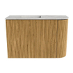 Mondiaz JOYA-DLUX Meuble de salle de bains 61,6cm - arrondi droit couleur Chêne - Vasque FAYE position Gauche Sans trou de robinet couleur Glace SW1422010