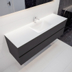 Mondiaz VICA Meuble Dark grey avec 2 tiroirs 150x50x45cm vasque lavabo Cloud centre 1 trou de robinet SW409785