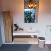 Mondiaz ALAN-DLUX Ensemble de meuble - 120cm - meuble Washed Oak mat - 1 tiroir - Lavabo Cloud Ostra suspendu - vasque Droite - 1 trou de robinet SW809224