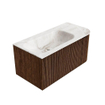 MONDIAZ KURVE-DLUX 95cm Meuble salle de bain avec module 25 D - couleur Walnut - 1 tiroir - 1 porte - vasque BIG SMALL gauche - sans trou de robinet - couleur Frappe SW1137475