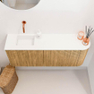 Mondiaz JOYA 101.6cm toiletmeubel - ronding rechts kleur Oak - Wastafel FAYE positie Links Zonder kraangat kleur Talc. SW1421135