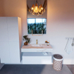 Mondiaz ALAN-DLUX Ensemble de meuble - 100cm - meuble Talc mat - 1 tiroir - Lavabo Cloud Frappe suspendu - vasque Centre - 1 trou de robinet SW804874