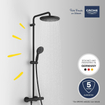 Grohe Vitalio Start Système de douche - mitigeur douche thermostatique - aquadimmer - tête de douche 25cm - douchette 11cm - 2 supports - noir mat. SW1126877