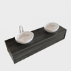 ENSEMBLE DE MEUBLE MONDIAZ LUSH - 150cm - 1 tiroir - lavabo BARCO - 2 vasques - 2 trous de robinet - anthracite SW409697