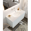 Mondiaz VICA ensemble de meuble de salle de bain - 100cm - meuble sous-vasque argile - 2 tiroirs - lavabo lune milieu - sans trou de robinet version XL 60cm de haut SW1091158