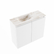 MONDIAZ TURE-DLUX Meuble toilette - 60cm - Talc - EDEN - vasque Frappe - position gauche - sans trou de robinet SW1102589