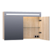 BRAUER 2.0 Spiegelkast - 100x70x15cm - verlichting geintegreerd - 2 links- en rechtsdraaiende spiegeldeuren - MFC - legno calore SW30772