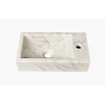 FugaFlow Eccelente Arredo Ensemble meuble de toilette - 40x65cm - 1 porte - 1 trou de robinet - droite - lave-mains pierre naturelle marbre - blanc mat SW1522196