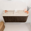 Mondiaz JOYA-DLUX 81.6cm toiletmeubel - ronding rechts kleur Walnut - Wastafel FAYE positie Links 1 kraangat kleur Frappe. SW1422337