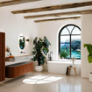 MONDIAZ THOR-DLUX 170cm badmeubel ronding links + rechts kleur Ruby met 1 lade en 2 deuren. Vrijhangende wastafel CLOUD Rechts zonder kraangat kleur Sombra. SW1465854
