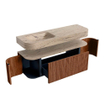 MONDIAZ THOR-DLUX Meuble de salle de bains - 140cm - arrondi gauche + droite - couleur Ruby - 1 tiroir - 2 portes - Vasque suspendue CLOUD Gauche 1 trou de robinet - couleur Arena SW1464363