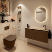 MONDIAZ TURE-DLUX Meuble toilette - 100cm - Rust - EDEN - vasque Frappe - position droite - 1 trou de robinet SW1103025