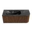 MONDIAZ KURVE-DLUX 115cm Meuble salle de bain avec module 25 D - couleur Walnut - 1 tiroir - 1 porte - vasque BIG SMALL gauche - sans trou de robinet - couleur Lava SW1137278