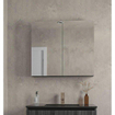 Adema Holz Ensemble de meuble - 120cm - 2 vasques en céramique Blanc - 2 trous de robinet - 1 tiroir - avec armoire de toilette - Chocolate (Noir) SW857553