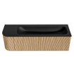 MONDIAZ KURVE 145cm Meuble salle de bain avec module 25 G - couleur Oak - 1 tiroir - 1 porte - vasque BIG LARGE droite - sans trous de robinet - Urban SW1138386