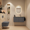 MONDIAZ TURE-DLUX 100cm meuble de toilette Dark Grey. EDEN lavabo Frappe position centrale. Avec 1 trou de robinet. SW1102738