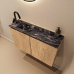 MONDIAZ TURE-DLUX Meuble toilette - 80cm - Washed Oak - EDEN - vasque Lava - position gauche - 1 trou de robinet SW1104108