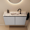 MONDIAZ TURE-DLUX Meuble de toilette 80cm Plata. Lavabo EDEN Glace position centrale. Avec 1 trou de robinet. SW1103438