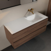 Mondiaz AIVY Ensemble de meuble - 120x45x50cm - 0 trous de robinet - 1 vasque talc Solid surface - Droite - 2 tiroirs - sans miroir - Melamine Mocha SW892366