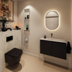 MONDIAZ TURE-DLUX Meuble toilette - 80cm - Urban - EDEN - vasque Opalo - position centrale - sans trou de robinet SW1104147