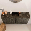 Mondiaz JOYA-DLUX 90cm meuble de salle de bains - couleur Shadow - Vasque FAYE position Milieu 1 trou de robinet couleur Lava SW1422847