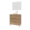Adema Chaci PLUS Ensemble de meuble - 79.5x86x45.9cmcm - vasque à poser sur plan - robinets encastrables Inox - 3 tiroirs - miroir rectangulaire - Cannelle SW1027182
