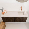 Mondiaz JOYA-DLUX 90cm toiletmeubel - kleur Walnut - Wastafel FAYE positie Rechts Zonder kraangat kleur Meli. SW1424424