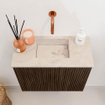 Mondiaz JOYA-DLUX Meuble de salle de bains 50cm - couleur Walnut - Vasque FAYE position Milieu Sans trou de robinet couleur Frappe. SW1422266