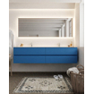 Mondiaz VICA ensemble de meuble de salle de bain - 200cm - meuble sous-vasque jeans - 4 tiroirs - lavabo moon double - 2 trous de robinet - miroir LED - version XL 60cm de haut SW1098243