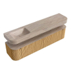 MONDIAZ THOR-DLUX 200cm badmeubel ronding links + rechts kleur Oak met 2 lades en 2 deuren. Vrijhangende wastafel CLOUD Links zonder kraangat kleur Saba. SW1467222