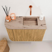 Mondiaz JOYA-DLUX Meuble de toilette 61,6cm - arrondi gauche couleur Chêne - Vasque FAYE position Droite Sans trou de robinet couleur Arena SW1423914