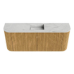 Mondiaz JOYA-DLUX 103.2cm toiletmeubel - ronding links en rechts kleur Oak - Wastafel FAYE positie Midden 1 kraangat kleur Opalo. SW1422228