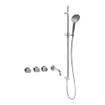 Fortifura Nebbio Ensemble combiné bain - mitigeur thermostatique - barre coulissante avec coude mural intégré - flexible de douche métallique - douchette ronde - bec - chrome SW1237991