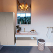 Mondiaz ALAN-DLUX Ensemble de meuble - 100cm - meuble Linen mat - 1 tiroir - Lavabo Cloud Opalo suspendu - vasque Gauche - 1 trou de robinet SW806568
