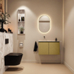 MONDIAZ TURE-DLUX Meuble toilette - 80cm - Oro - EDEN - vasque Glace - position gauche - sans trou de robinet SW1103390