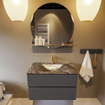 Mondiaz VICA-DLUX ensemble de meuble de salle de bain - 80cm - meuble sous-vasque gris foncé - 2 tiroirs - lavabo encastré nuage milieu - 1 trou de robinet - miroir modèle spot - version XL 60cm haut - lave SW1098064