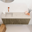 Mondiaz JOYA-DLUX 90cm meuble de salle de bains - couleur Dusk - Vasque FAYE position Gauche Sans trou de robinet couleur Opalo. SW1423316