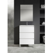 Adema Chaci PLUS Ensemble de meuble - 59.5x86x45.9cm - 1 vasque rectangulaire en céramique Blanc - 1 trou de robinet - 3 tiroirs - miroir rectangulaire - Blanc mat SW926034