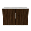 Mondiaz JOYA-DLUX 60cm meuble de salle de bains - couleur Walnut - Vasque FAYE position Gauche 1 trou de robinet couleur Glace. SW1422375