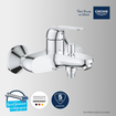 Grohe Swift QuickFix Mitigeur baignoire - entraxe = 15 - avec inverseur - raccords - chrome SW1028102