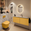 MONDIAZ TURE-DLUX Meuble toilette - 120cm - Ocher - EDEN - vasque Glace - position centrale - 1 trou de robinet SW1103372