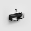 Clou Mini Wash Me fontein 45x19cm zonder kraangat en plug kranenbank links Keramiek Zwart mat SW9312