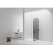 Aloni Paroi de douche - 100x200cm - coins arrondis - verre fumé - verre de sécurité - 6mm - porte-serviettes - noir mat SW1418826